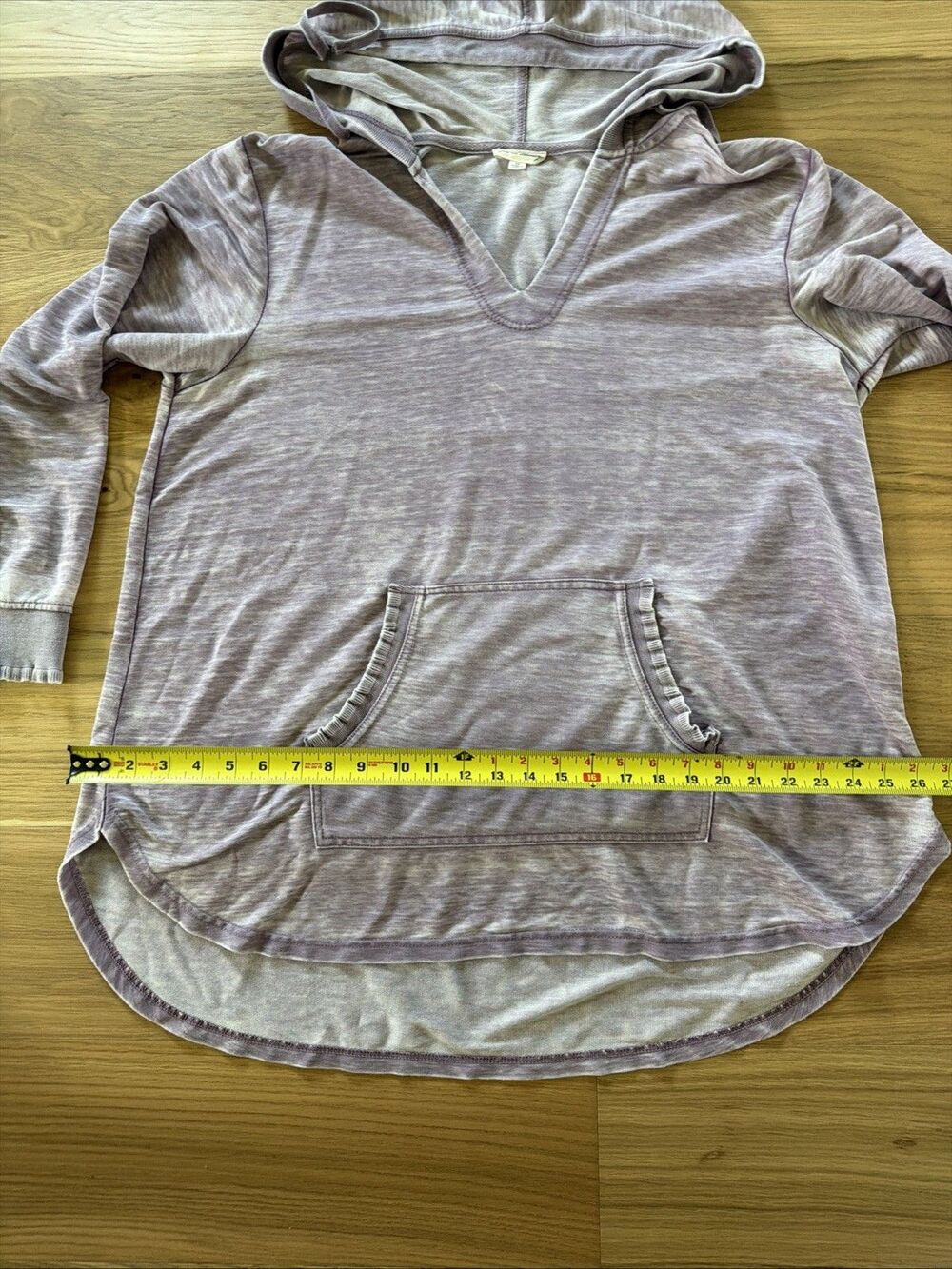 Jane & Delancey Womens Hoodie 1X Heathered Burnout Purple Ruffled Long Sleeve - Picture 11 of 13